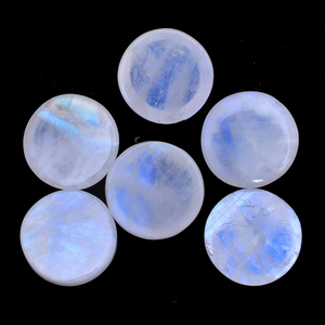 Piedra lunar arcoíris natural Fuego Azul 15mm cabujón redondo piedra lunar destello azul piedras preciosas semipreciosas cabinas lisas sueltas para joyería - Product Image 1