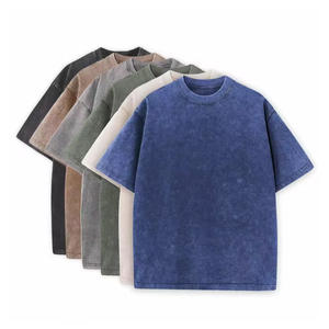 Premium hommes décontracté blanc 300 gsm Vintage lavage à l'acide Streetwear 100% coton surdimensionné lavé à l'acide t-shirts pour hommes - Product Image 1