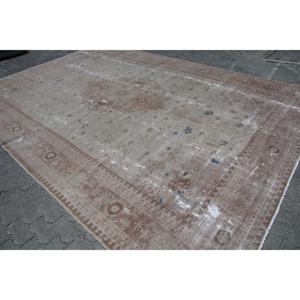 9.8x13.6 ft Vintage Turkish Rug, Oversize Rug, <b>Brown</b> Blue Floral <b>Wool</b> Rug - Product Image 2