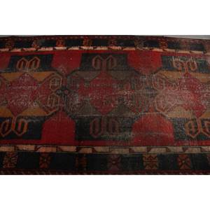Turkish 3,6x11,2 ft Rug, <b>Runner</b> Vintage Rug, <b>Red</b> Black Moroccan Rug - Product Image 4