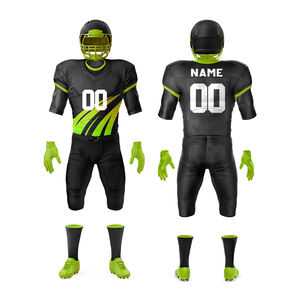 Youth American Football Uniform Black Color Half Sleeve American Football Uniforms Set With Custom Team Name And <b>Number</b> - Product Image 1