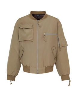 Chaqueta de vuelo de bombardero personalizada para hombre con cuello levantado, cierre de cremallera, diseño estampado, relleno de algodón para actividades al aire libre - Product Image 1