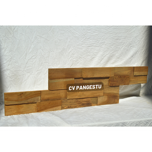 Panel de Pared de Madera de Teca Reciclada, Diseño 3D Natural Moderno, Hecho a Mano, Acústico, con Patrón Geométrico Decorativo para Sala de Estar - Product Image 3