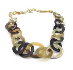 MN EXPORTS Collier ras du cou artisanal en corne de vache naturelle, design cœur vintage, chaîne à maillons, bijoux pour femmes, MNE-438 Uttar - Product Image 2