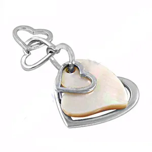 Amuleto de plata 925 en forma de corazón con incrustaciones de nácar, regalo de joyería romántico unisex - Product Image 1