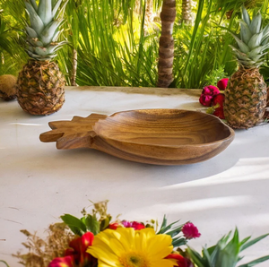 Precio al por mayor Piña en forma de madera Snack Tazón de frutas secas Tazón de 2 compartimentos Venta caliente - Product Image 2