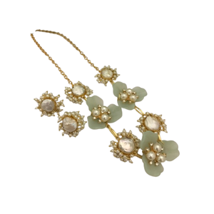 Luxury Antique Finish Pearl Mala <b>Set</b> with Beautiful Floral Pendant & <b>Earrings</b> Festive & Cultural Celebration Jewelry - Product Image 5