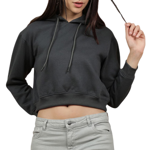 2025 Women's Winter Crop <b>Top</b> Hoodie <b>Long</b> <b>Sleeves</b> Solid Activewear Sweatshirt Customized Logo Design Wholesale Crop <b>Top</b> Tracksuit - Product Image 4