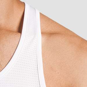 เสื้อกล้ามออกกำลังกาย GA Ultimate White Stringer สำหรับผู้ชาย ผ้าโพลีเอสเตอร์ระบายอากาศดี มีฮู้ด คอปก สไตล์เพาะกาย ไซส์ XL - Product Image 6