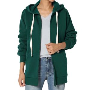 Sudadera con capucha verde con cordón blanco, al por mayor, hasta la rodilla, con estilo y elegancia, con cremallera - Product Image 1