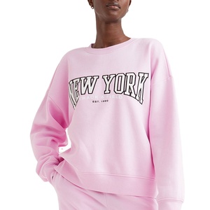 Sweat-shirt pull surdimensionné avec logo personnalisé pour femmes vêtements de sport d'hiver style décontracté tissu polaire éponge uni logo à l'avant - Product Image 1