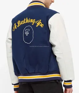 Veste bomber de baseball pour homme de haute qualité, logo personnalisé, broderie B, col montant, devant, NOUVEAU, fabrication en usine, vente en gros - Product Image 2