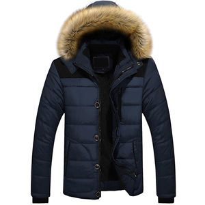 Veste Parka de haute qualité fausse fourrure rembourrée matelassée à capuche amovible respirante vestes Parka longues pour hommes - Product Image 3