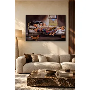 Fida Grandfather Sleeping Under Umbrella with Grandchildren <b>Canvas</b> Print - Product Image 1