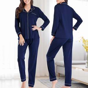Set pigiama in due pezzi Comfort classico da donna con abito morbido elastico in vita con Logo personalizzabile MOQ 5 pezzi ODM - Product Image 5