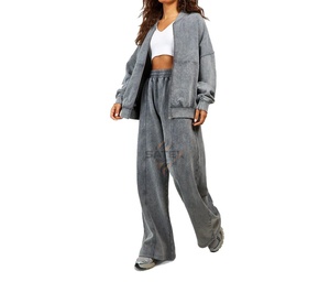 Chándal de Mujer con Estampado Lavado Ácido y Cremallera, Hecho a Medida de Alta Calidad, Novedad 2025, 100% Algodón, Ropa Casual - Product Image 5