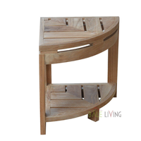 Banc d'angle minimaliste moderne en teck écologique avec étagère, table basse pour salon et mobilier de barbier