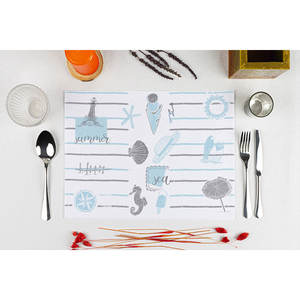 Nappe blanche 30x40cm à imprimé marin Startex réutilisable B2B - Product Image 1