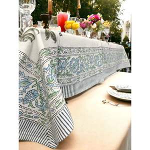 Handmade Bohemian Floral Block Print Cotton <b>Tablecloth</b> Multi-Color Hippie Boho Home Decor for Dining Parties & <b>Weddings</b> - Product Image 2