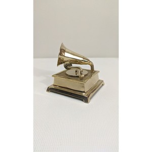 Trendy Style Gramophone Sculpture In Brass ,Handmade Vintage Art Object ,Unique Collectible <b>Decor</b> - Product Image 4