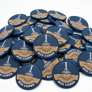 Badges ronds en silicone PVC Seismo Ocean pour observatoires marins, emblèmes pour vêtements de travail de recherche maritime, vente en gros directe usine - Product Image 5