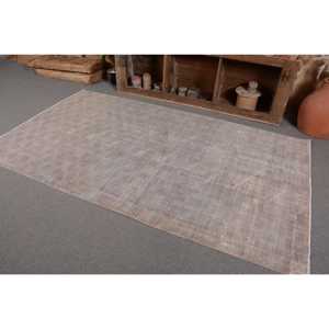 Tapis Turc Vintage Moderne Grand Rectangle 4.8x 8.2ft Fait à la Main Gris Patchwork Design Laine Latex Tabriz pour Chambre Couloir - Product Image 3