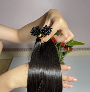 Kératine brute de qualité supérieure i tip 20 22 24 26 28 pouces extensions de cheveux humains i tip extensions de cheveux cuticules alignées genius trame - Product Image 4