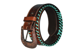 Cinturón de cuero occidental de diseño personalizado hecho a mano de calidad superior con trenzado de encaje de proveedor mayorista - Product Image 5