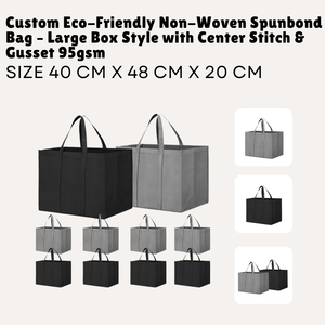 Bolsa Spunbond no tejida ecológica personalizada, estilo caja grande con puntada central y fuelle - Product Image 2