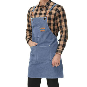 Kitchen Cooking Canvas Work Aprons Chef Apron Fabric Chef Apron for <b>Men</b> Women With Pockets - Product Image 2