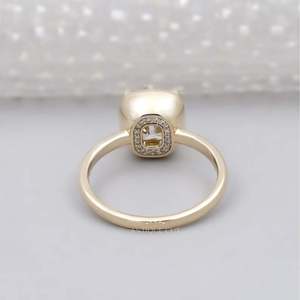 Bague de fiançailles pour femme en or massif 18 carats avec diamant de laboratoire certifié IGI, taille coussin, provenant de mine ancienne, et halo caché - Product Image 4