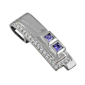 Colgante de Plata para Mujer con Piedras Preciosas Blancas y Moradas, Dijes con Patrón de Números - Product Image 2