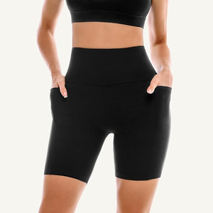 Short de fitness taille haute sans couture pour femmes OEM vêtements de yoga actif torsion élément de mode motif solide short à taille élastique - Product Image 1