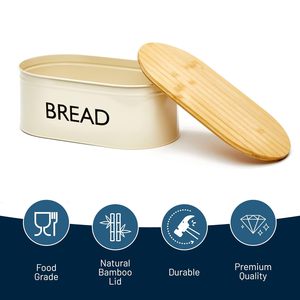 High Quality Premium Metal Bread <b>Box</b> with Wooden Lid for Kitchen Storage and <b>Present</b> Usage - Product Image 2