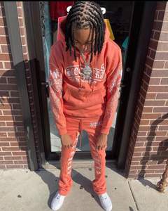 Streetwear unisexe personnalisé ensemble de sweat à capuche et pantalon de survêtement impression numérique bloc de couleurs survêtement évasé taille XL hommes style vierge - Product Image 5