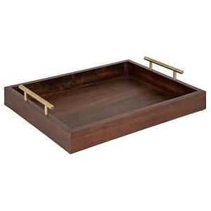 Plateau en bois d'acacia de grande taille personnalisé avec poignée en acier, motif tendance, design pour la maison, hôtel, mariage, fête, service de nourriture, durable - Product Image 3