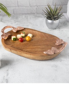 Bandeja de comida de madera ovalada Bandeja de servicio elegante para catering y uso doméstico - Product Image 6