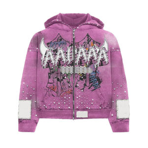 Sweat à capuche Umberto sur mesure, 100% coton molletonné, séchage rapide, avec strass en cristal français, effet délavé au soleil, coupe ample, délavage acide - Product Image 4