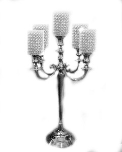 Candelabros hechos a mano de pilar de cristal plateado personalizables para Navidad y boda decoraciones de mesa superiores elegantes marca OMKAAR - Product Image 3