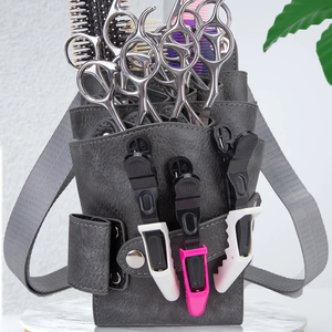 Bolsa de tijera de cuero PU para el cabello, funda para tijera de peluquero, 7 bolsillos, peines de tijera, soporte para cepillos, bolsa cruzada - Product Image 3