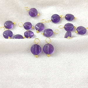 Colgante de amatista febrero Birthstone Tumble Round Charm Round Purple Gemstone Collar para mujer - Product Image 4