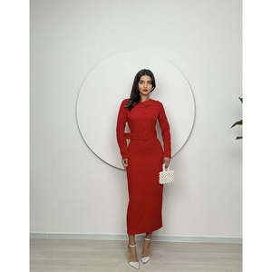 Vestido Largo Rojo para Mujer missJANELL con Detalle de Cuello, Mezcla de Poliéster y Spandex de Doble Atlas, Elegante y Versátil, Tallas S-XL - Product Image 3