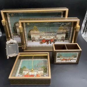 ถาดเสิร์ฟไม้ MDF เคลือบเคลือบมีสไตล์และใช้งานได้ถาดเสิร์ฟสำหรับตกแต่งบ้านและรับประทานอาหาร - Product Image 1