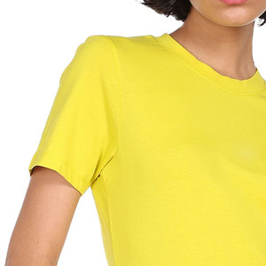 T-shirt en coton biologique 100% de haute qualité pour femmes décontracté été surdimensionné col rond tissu teint uni vente en gros directe d'usine - Product Image 3