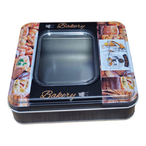 Caja de Regalo Cuadrada Personalizada de 198x198x45 mm, Caja de Hojalata de Grado Alimenticio con Ventana - Product Image 2