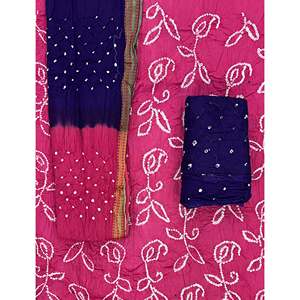 Ensemble de costume festif en coton non cousu pour femmes, style Bandhej - Product Image 1