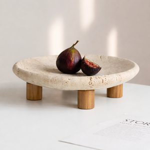 Nouvelle corbeille à fruits décorative en travertin de luxe avec base en métal doré pour table centrale, décoration moderne pour la maison - Product Image 5