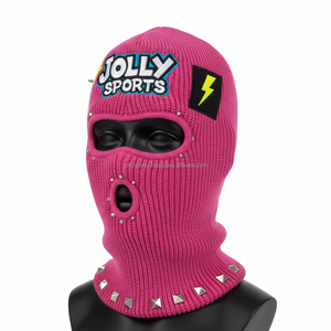 Pasamontañas para Mujer, Tejido Acrílico Suave de 350 GSM, Color Rosa Intenso, Elegante, con Parches Decorativos, Logotipo Personalizado, Bordado, Diseño Impreso - Product Image 3