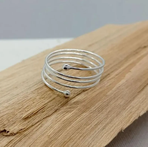 Hot bán 925 Sterling Bạc mùa xuân cuộn dây vòng có thể điều chỉnh mở vòng với bezel thiết lập tốt nhất Đảng quà tặng cho Phụ Nữ Nhà Máy Giá - Product Image 6