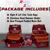 Bolsa de Herramientas Profesional de Cuero Curtido al Aceite, Cinturón Portaherramientas, Juego de Herramientas con Marca Personalizada para Carpintero, Construcción, Electricista